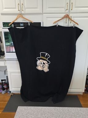 Deacon Demon Wake Forest Black Plush Throw Blanket Embroidered Mascot Accent